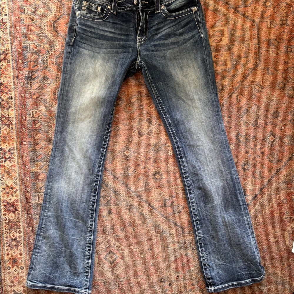 Y2K Miss Me Women's Washed Blue Bootcut Jeans